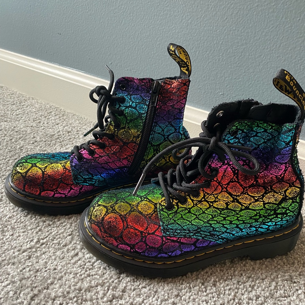 Iridescent rainbow doc martens